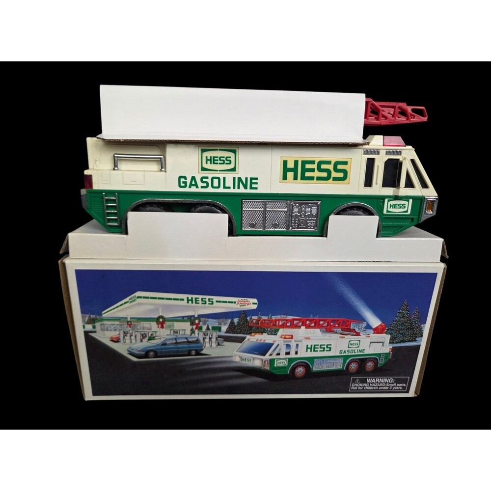 1996 Hess Emergency Ladder Fire Truck w Original Box Lights Sound
